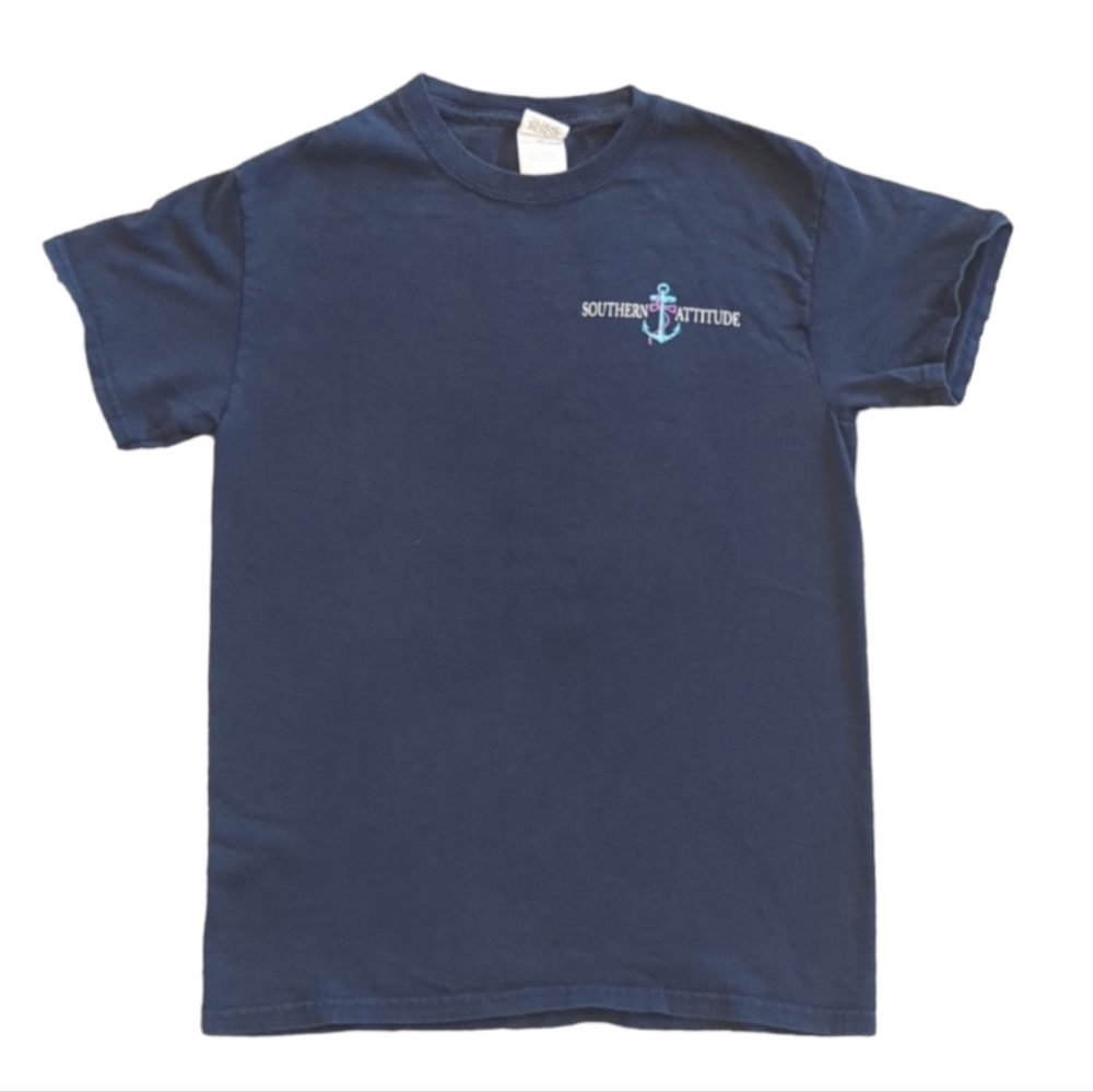 Gildan Southern Attitude Nautical Short Sleeve Tee Blue Size